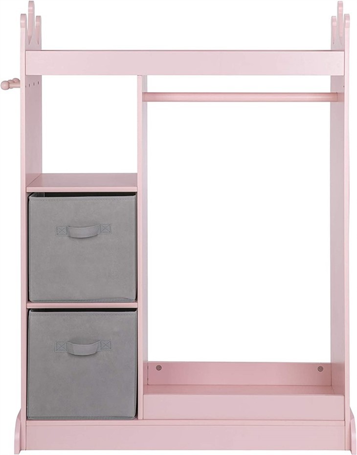 Pink Multifunctional  Kids Wardrobe And Mirror (2)