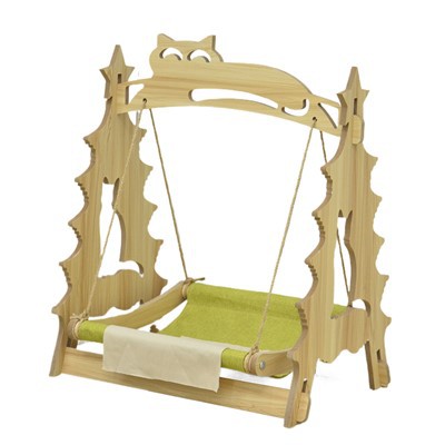 Drevená hojdacia posteľ pre mačky